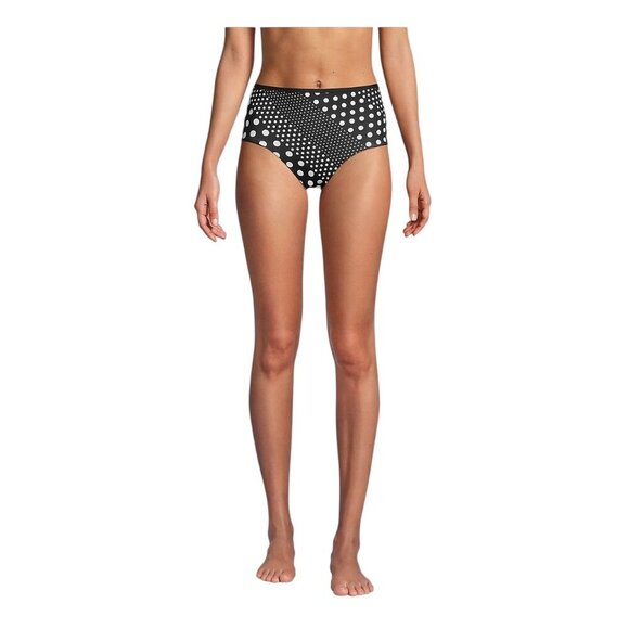 Lands’ End Reversible High-Waisted Bikini Bottom Black Polka Dot Size 12 NWT - Picture 8 of 9